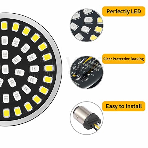 1157 LED Front Turn Signal Light 2″ Bullet Smoke Lens Cover Kit Compatible