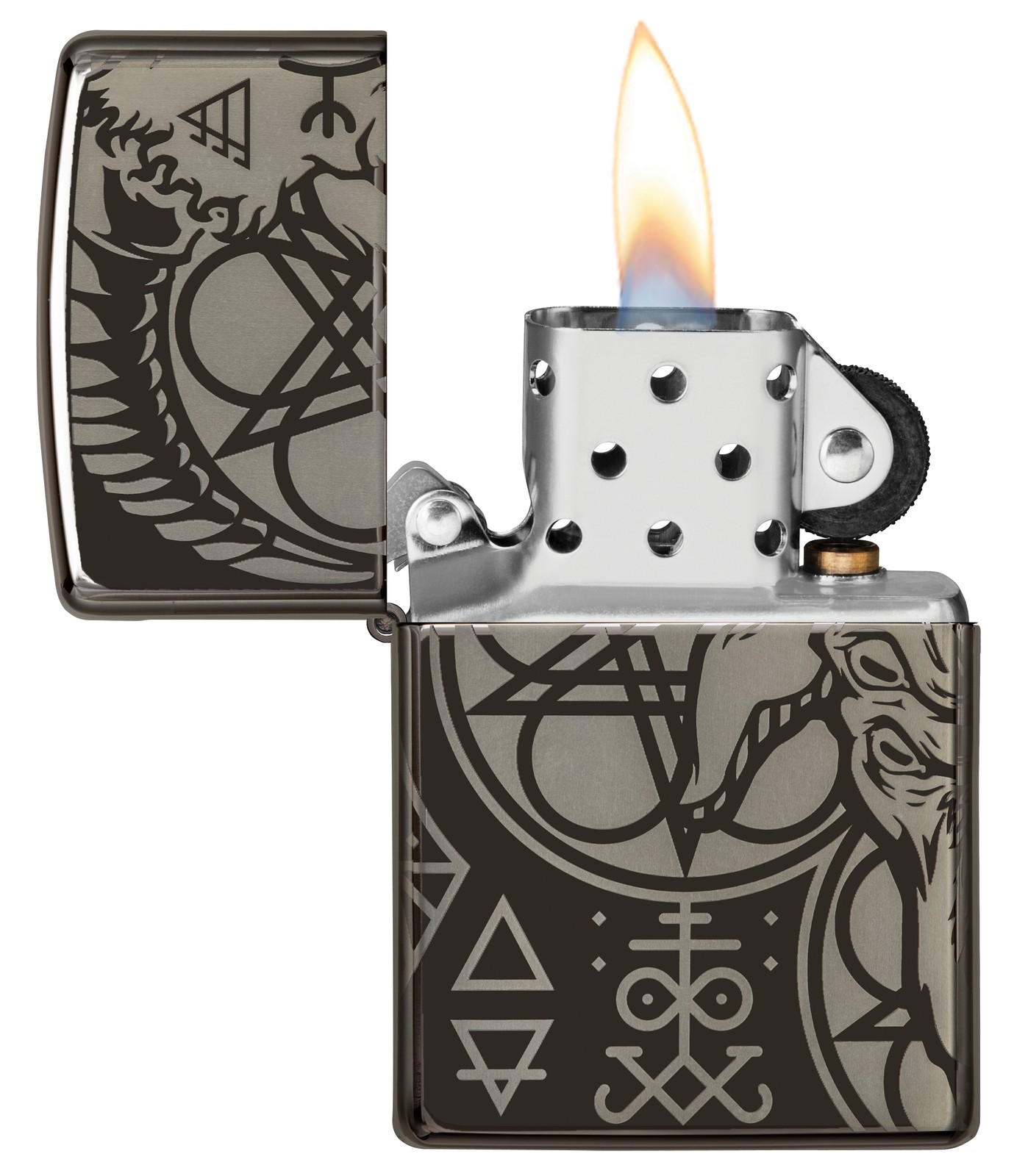 Zippo Occult Design High Polish Black Windproof Pocket Lighter, 24756-087085