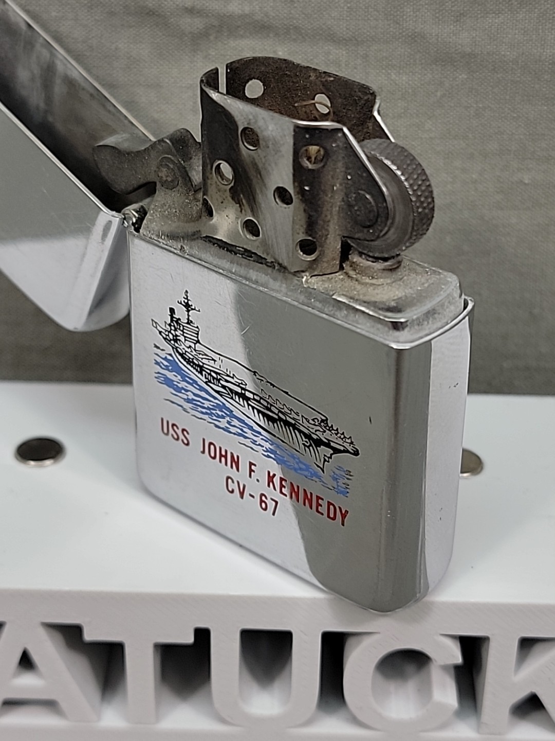 Vintage E / IV 1988 USS John F Kennedy CV-67 Double Sided Graphic Zippo Lighter