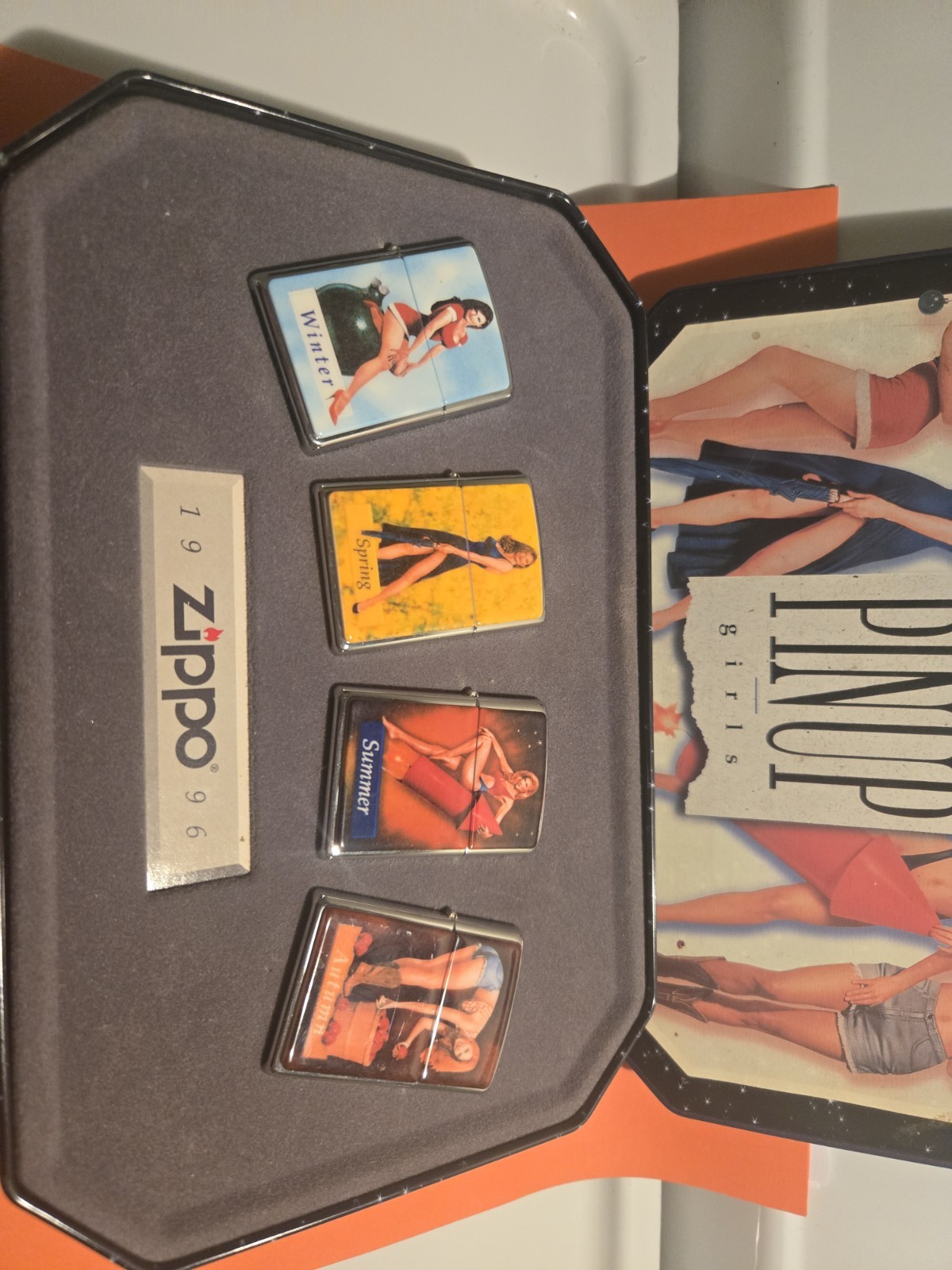 Zippo 1996 Collectible of the Year Pinup Girls Set Tin w/ Cards & Insert