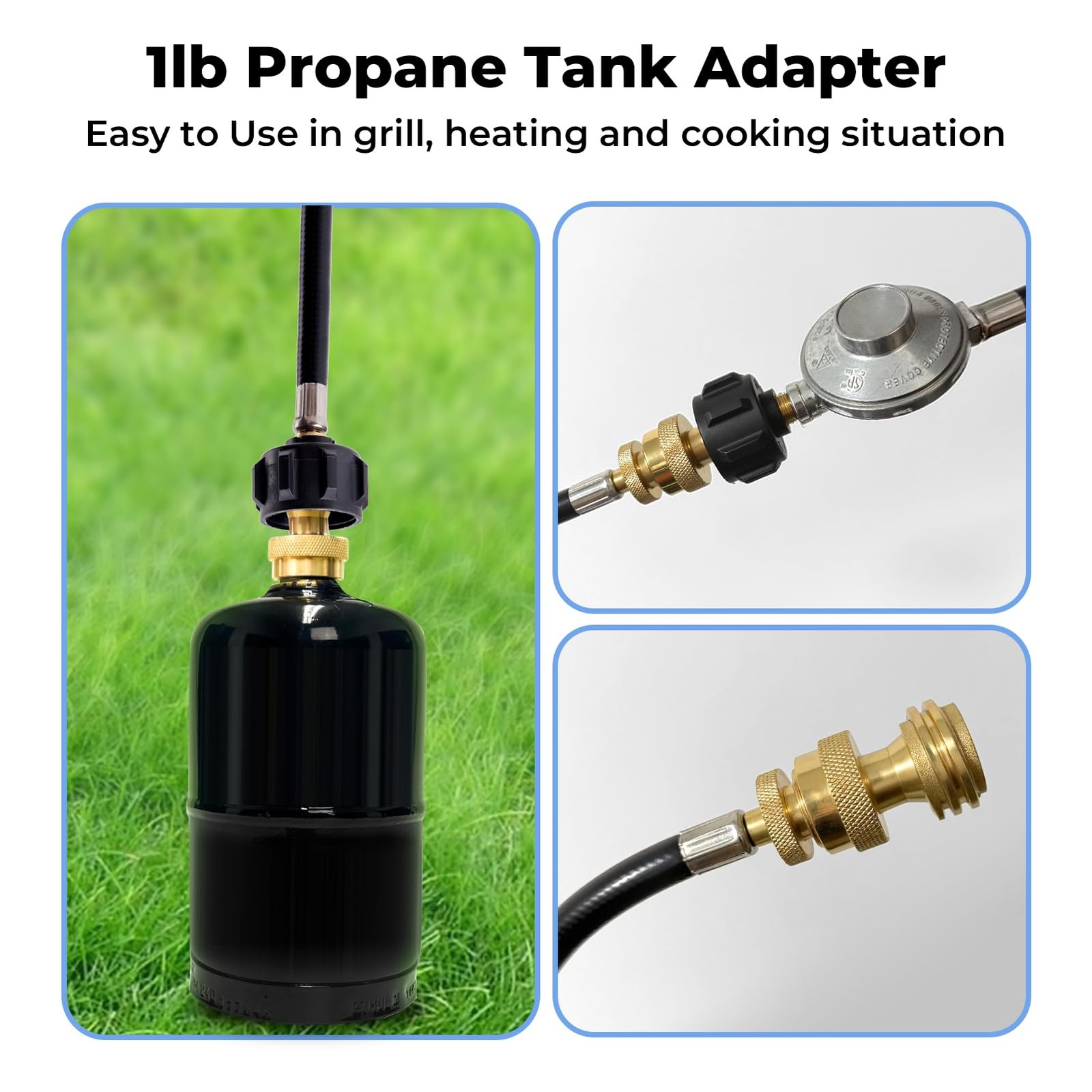 2 Pack 1lb Propane Tank Adapter, 20lb to Converter, Hook Up Small…