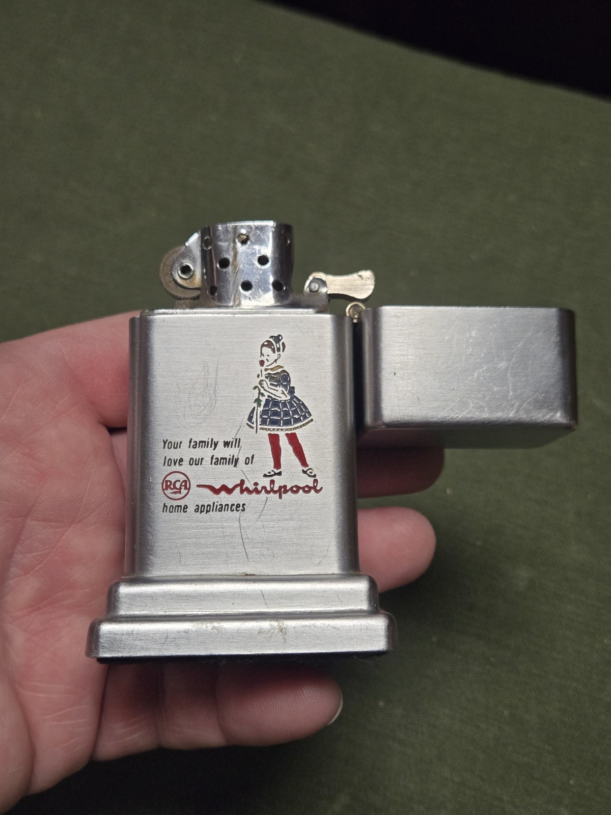 Vintage RCA Whirlpool Zippo Barcroft Advertising Cigarette Table Lighter rare
