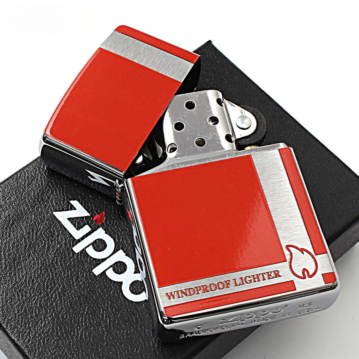Zippo Lighter CASE ONLY Flame Icon Classical Design Red Fire Present Gifts