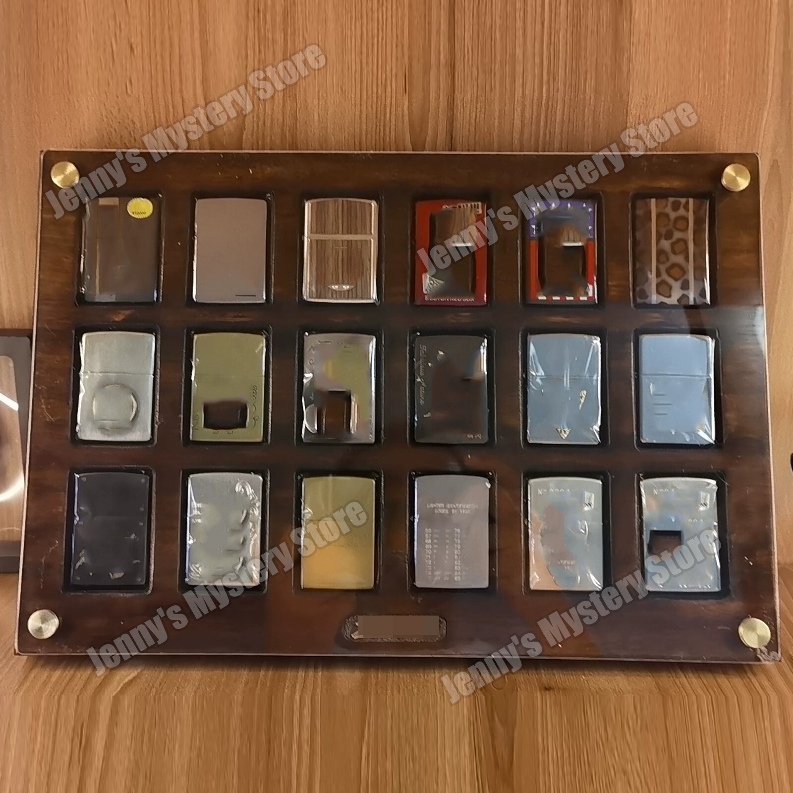 18 Slot Black Walnut Lighter Collection Display Case – for Zippo Lighters