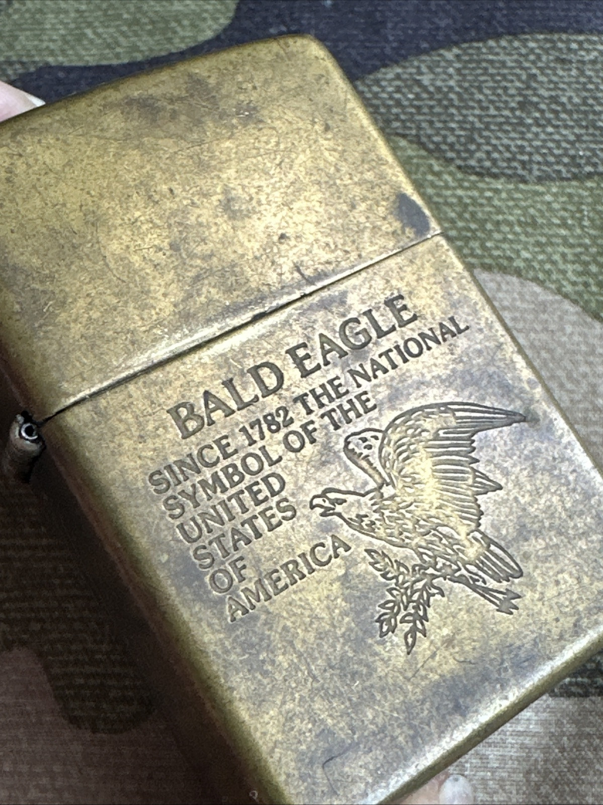 2001 Zippo Lighter – Bald Eagle – Symbol of the United States – Solid Brass