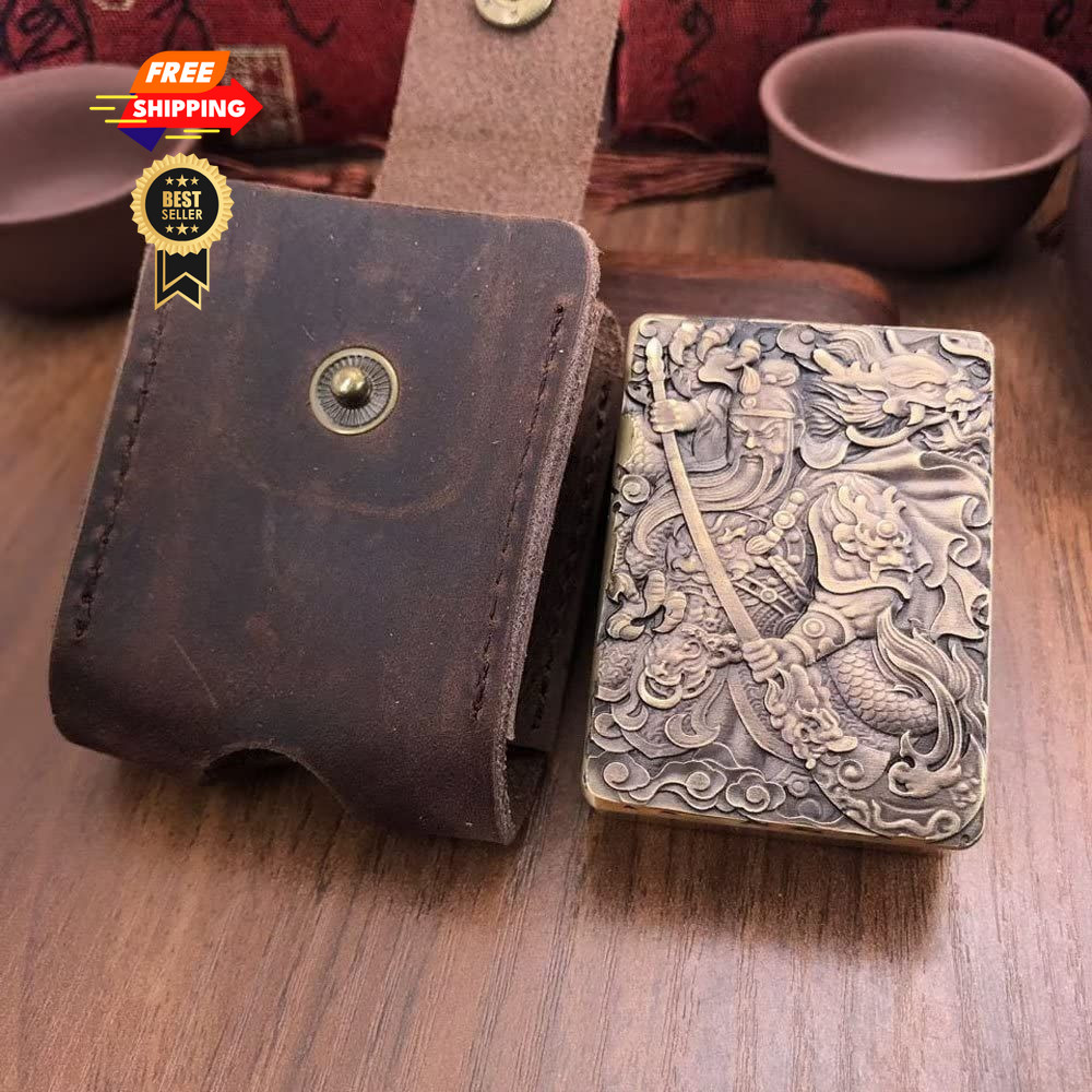 Berfea Lighter Case Cover Pouch Genuine Leather Belt Sheath brown