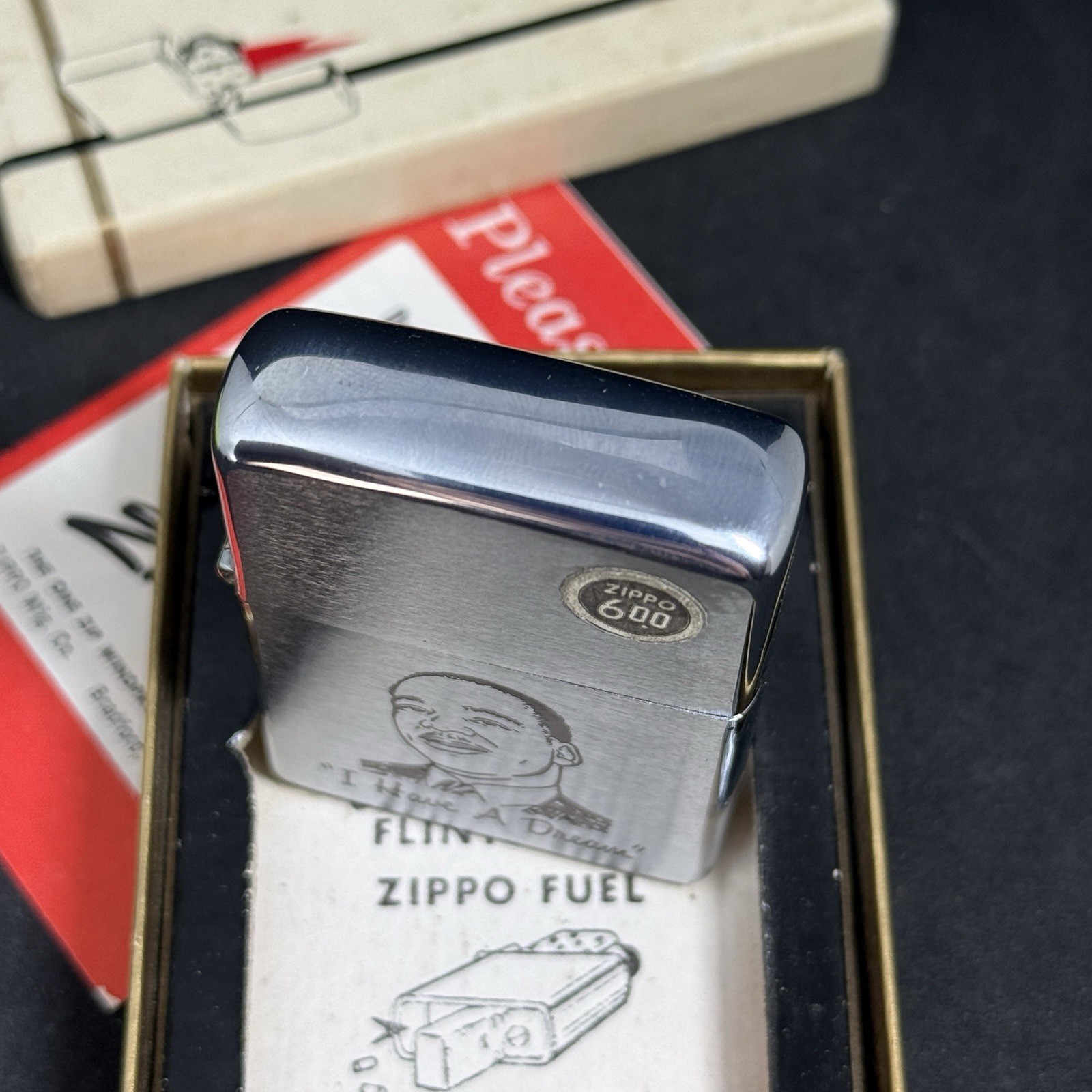 NIB 1974 Zippo / Martin Luther King Jr. MLK / Unfired + Sticker