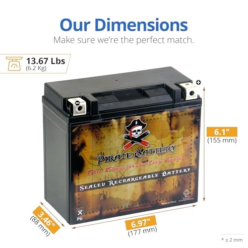 310 CCA Maintenance-Free 12V 19Ah Battery Replacement for ATV, YTX20HL-BS