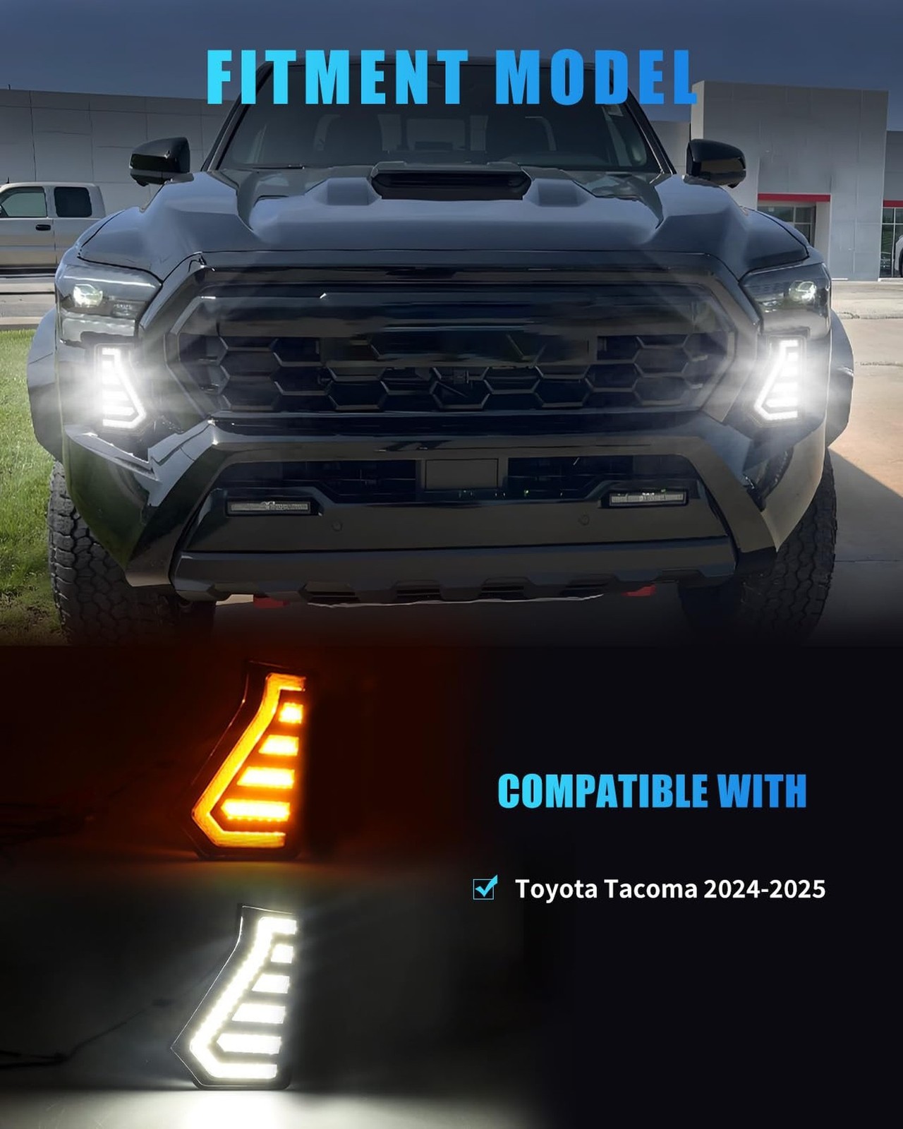 Sequential Front LED Fog Lights for 2024 2025 Tacoma Truck, Clear Lens Switch…