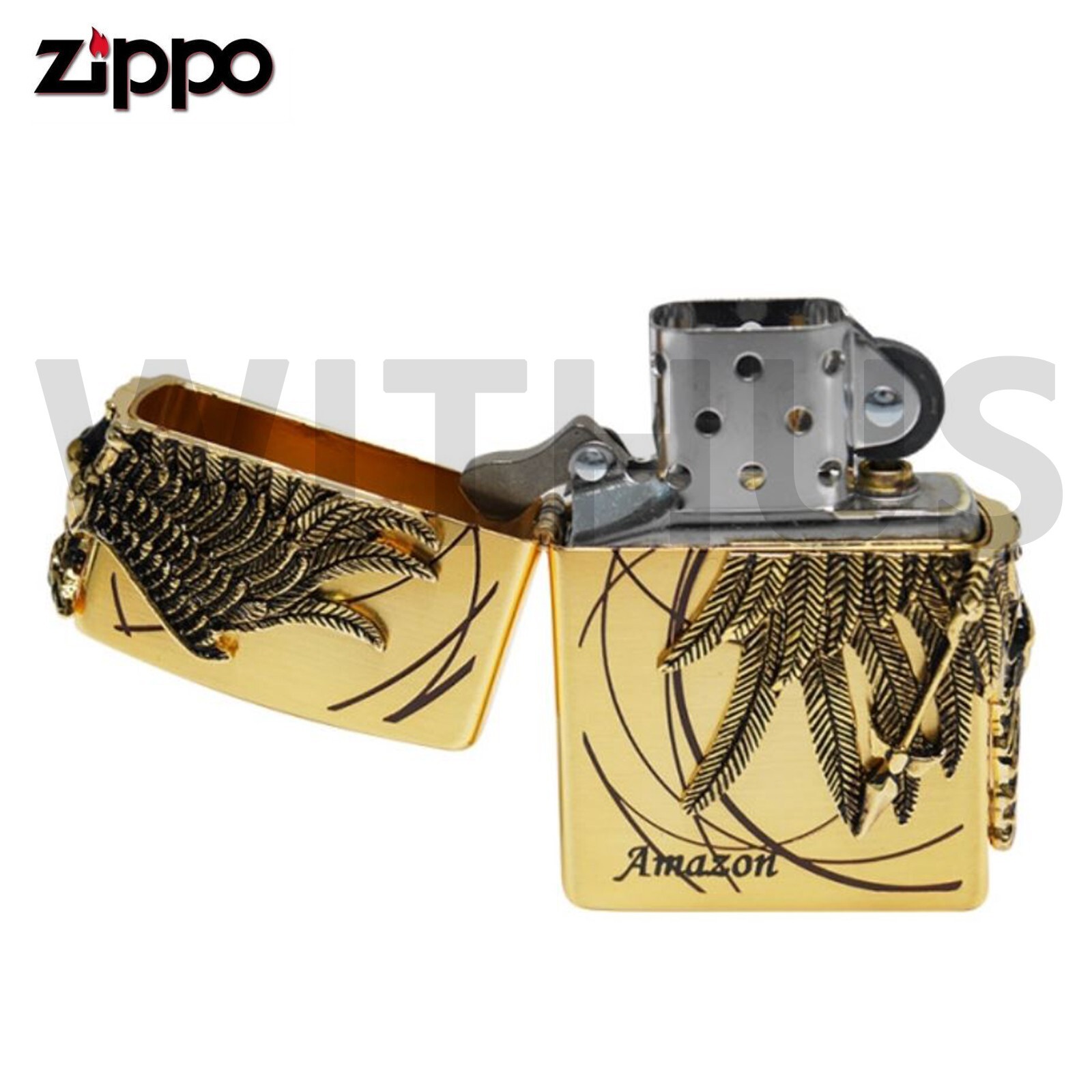 Zippo Amazon 1 GD Lighter Gold EMB Lighter New In Box – Trakcing