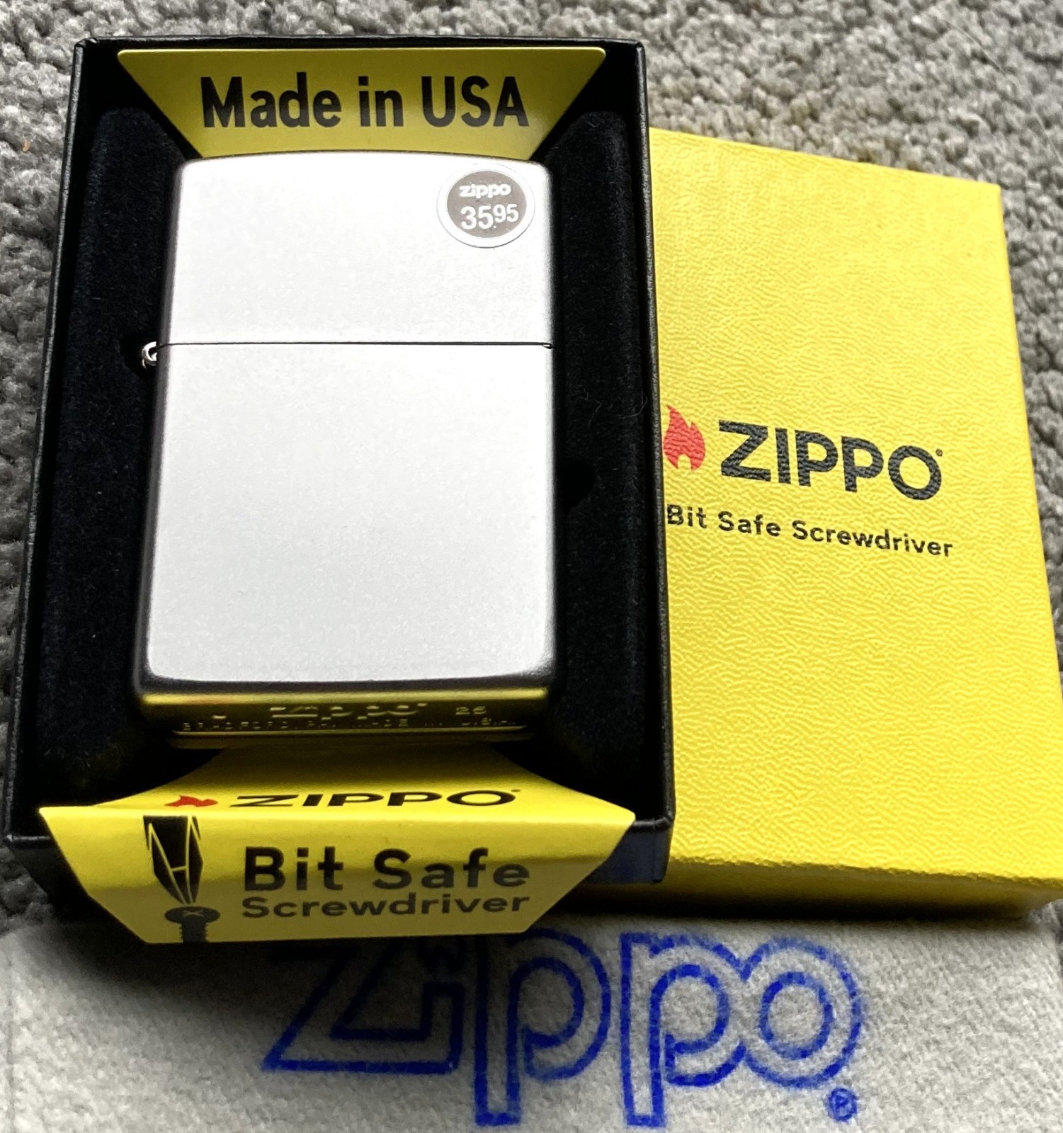 ZIPPO BIT SAFE INSERT 4 in 1 IN SATIN CHROME Case GREAT GIFT Collector 40701