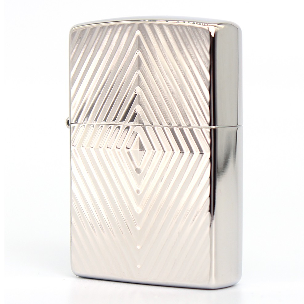 Zippo lighter Classic JP Custom Base/ Geometric Rhombus Stripe NC Cutting Silver