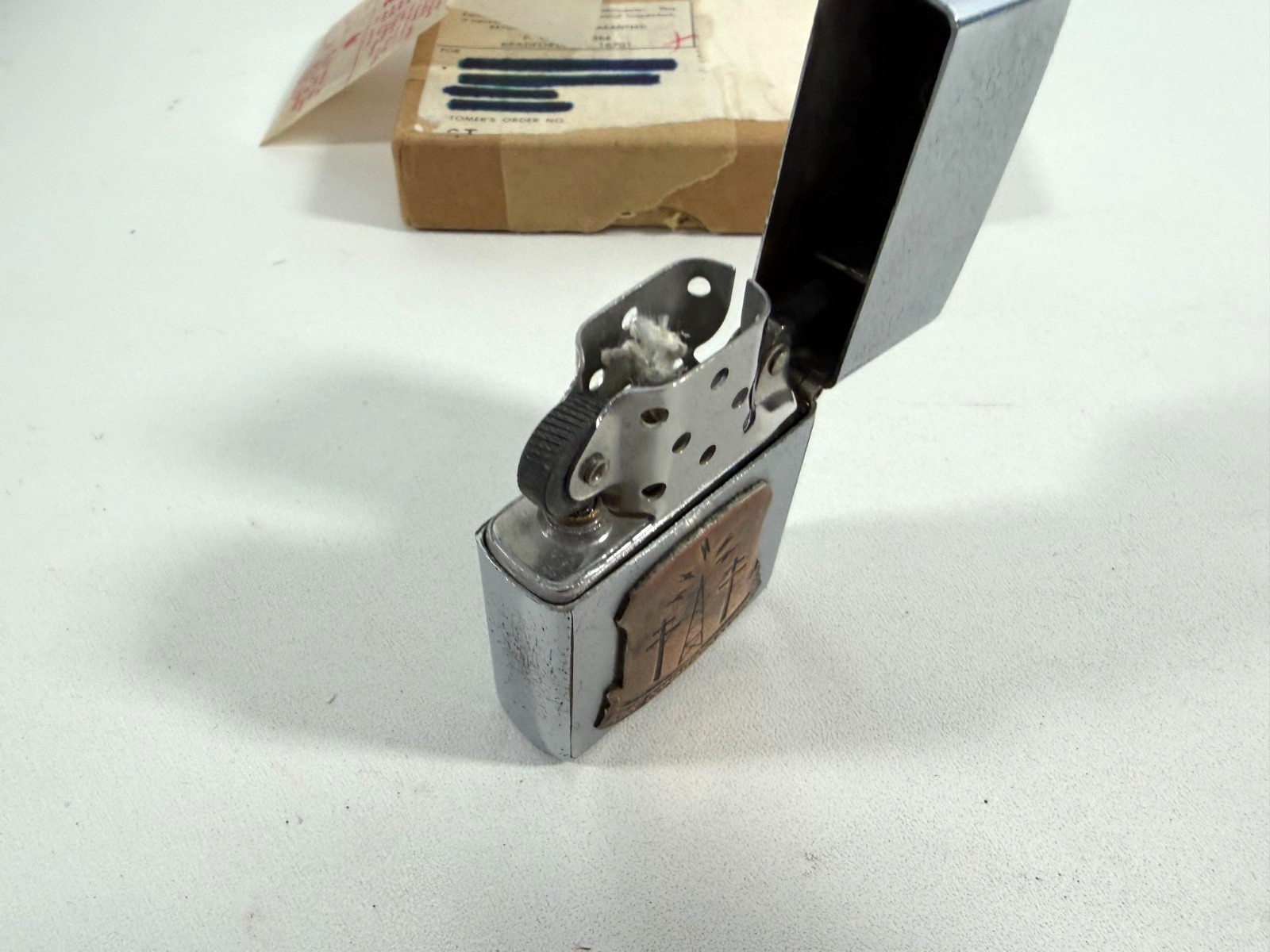 1950s Zippo Lighter w. Silver Deutsche Mark & US ARMY 17th Battalion Vet Coins