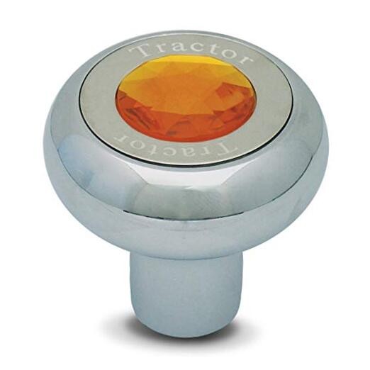 95370 Screw-in Chrome Plated Aluminum Knob w Jewel Amber Tractor