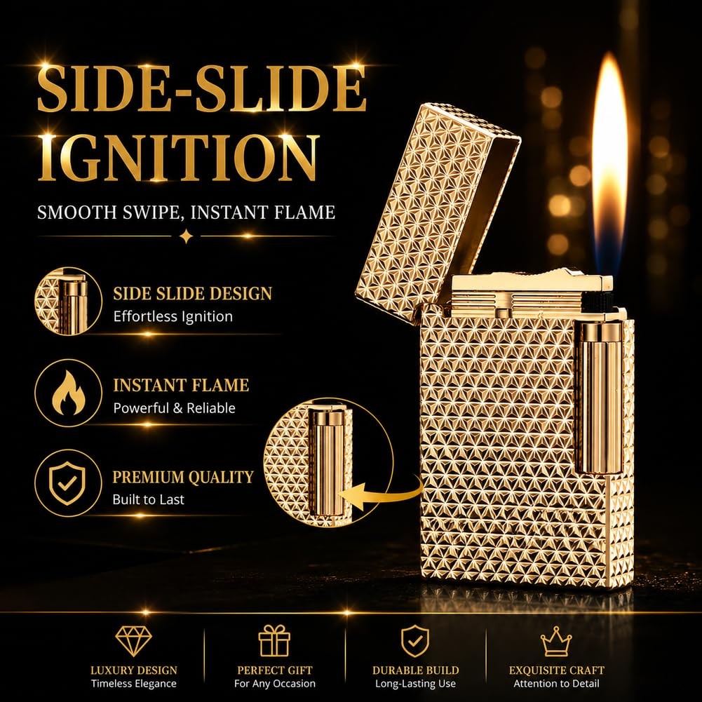 Jianchen Classic Metal Butane Lighter Refillable Soft Flame Flip-Top Design