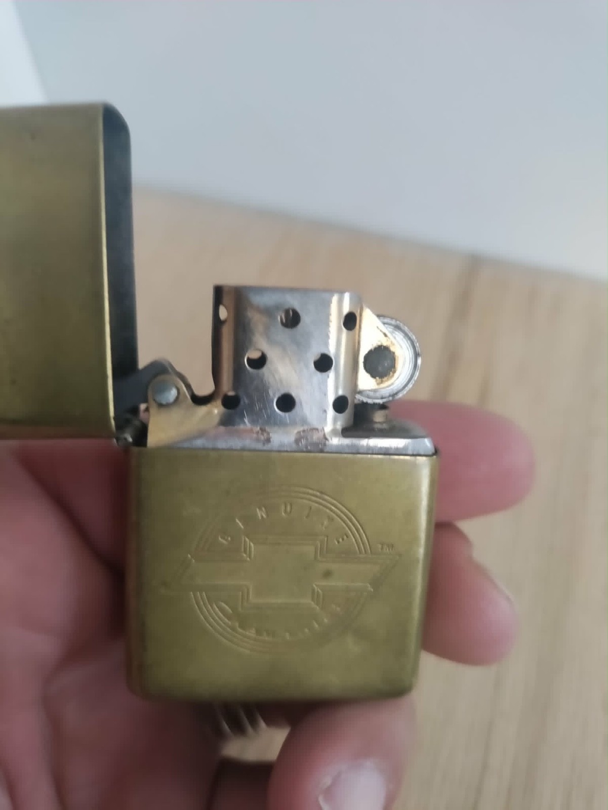 Vintage 1997 Chevy Genuine Chevrolet Logo Brass Zippo Lighter used