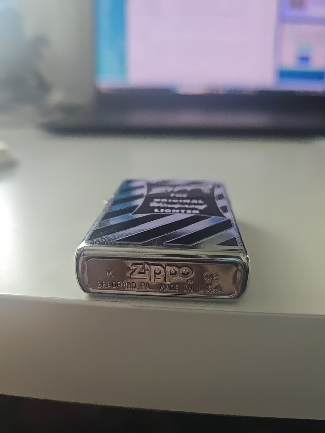 Zippo Lot Of 2 Chrome 1 Black Stripe & 1 Red Stripe 2002 New