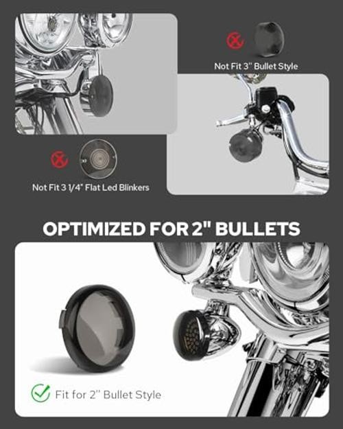 1157 LED Front Turn Signal Light 2″ Bullet Smoke Lens Cover Kit Compatible