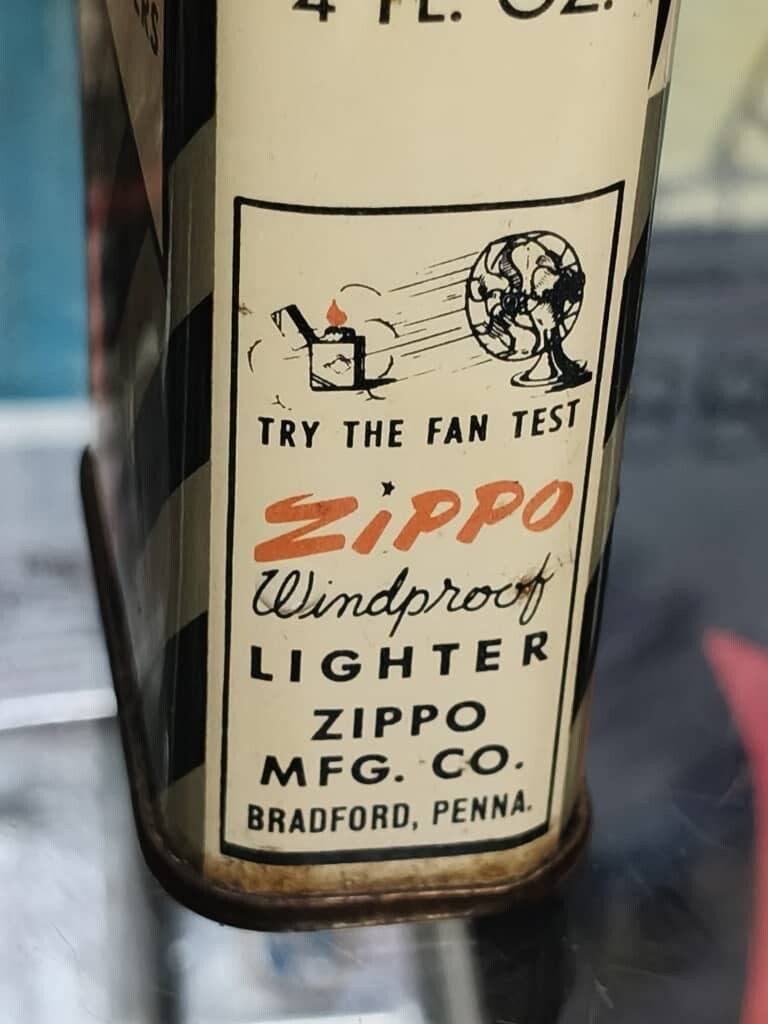 Zippo Lighter Fluid Vintage Tin Can (empty) 1949s-1963s 4FL.OZ 5.5X9.5X2.8Ccm