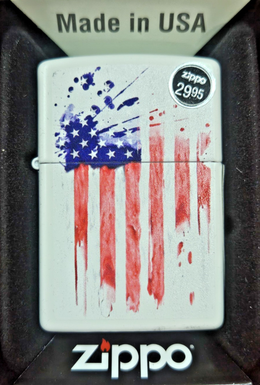 Zippo 49783 American Flag Design White Matte Finish Lighter New Old Stock