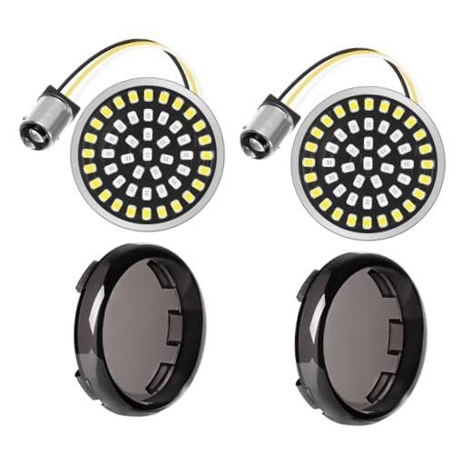 1157 LED Front Turn Signal Light 2″ Bullet Smoke Lens Cover Kit Compatible