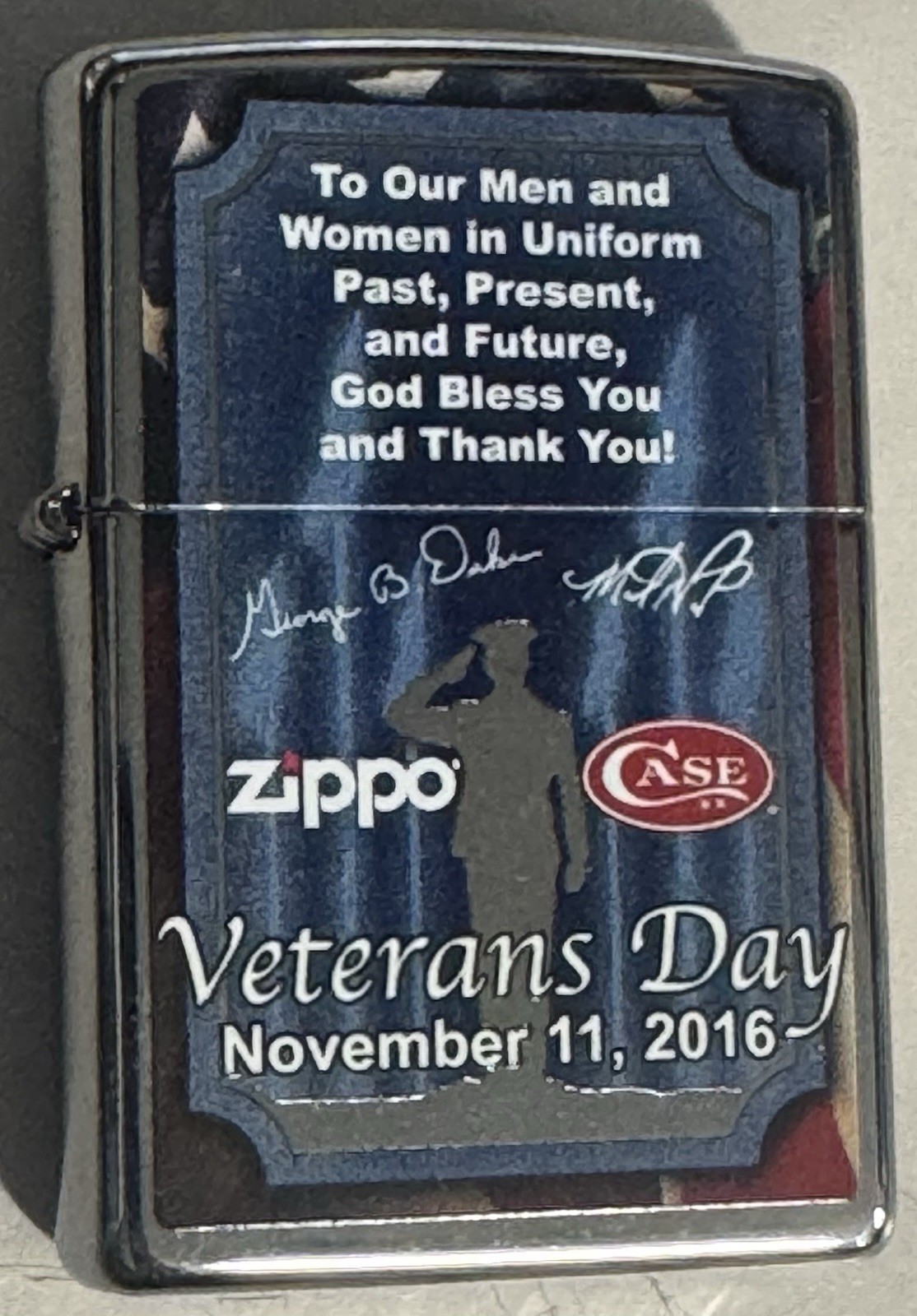 ZIPPO 2016 CASE XX VETERANS DAY POLISHED CHROME LIGHTER UNFIRED IN BOX D620
