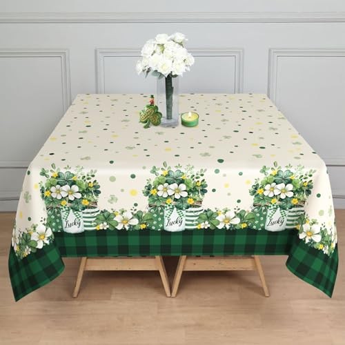 St. Patrick’s Day Tablecloth Waterproof Irish 60″ x 60″ (Square) Green-flowers