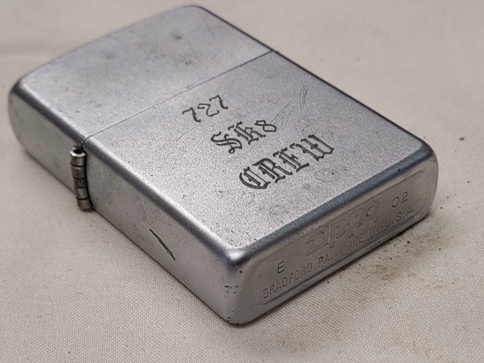 2002 USA Made Monogrammed Zippo Pocket Lighter 1 1/2″ X 2 1/4″