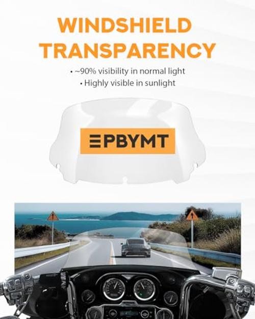 10″ Wave Windshield Windscreen 2014-2023 Fit for Harley 10 inches 4.Clear