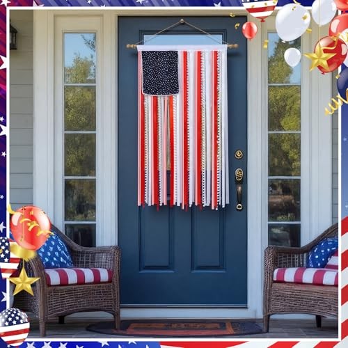 4th of July USA Flag Decoration 4 x 2.3 ft Patriotic Rag Flag Banner Red