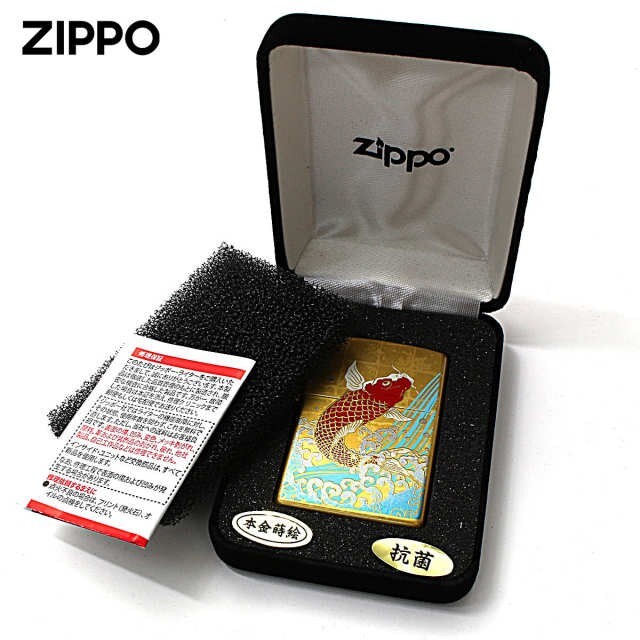 Zippo genuine gold lacquer Koi Carp traditional craft Japanese pattern Gold Tank