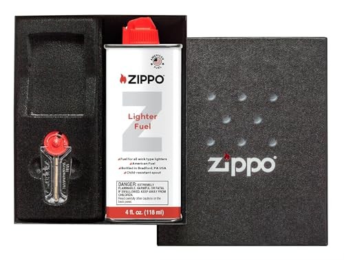 Zippo Lighter Maintenance Gift Set – Includes Fluid, Flints & Gift Box