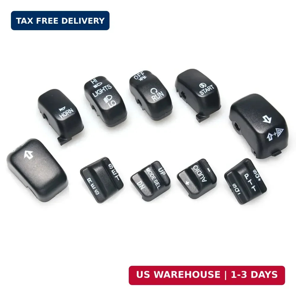 Black Hand Control Switch Caps Kit Housing Button Cover for Harley Davidson 1996