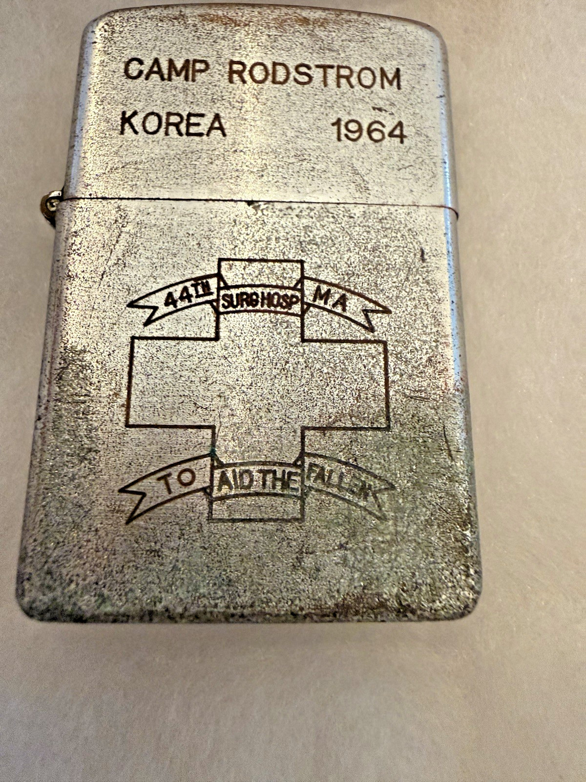 1964 Lighter Military Engraved Camp Rodstrom Korea 44 Surg Hosp-Zippo Like-Japan