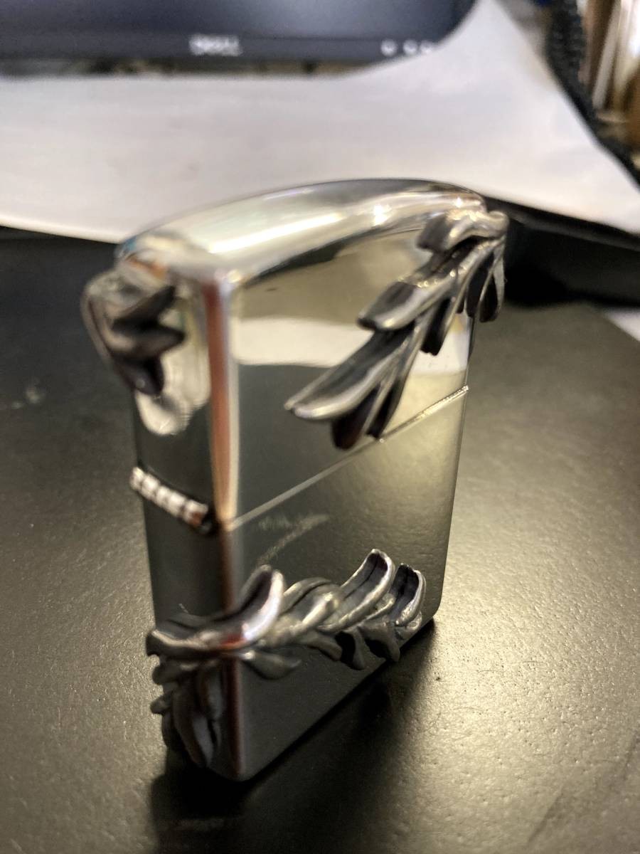 Zippo 4 side metal silver vine SV USA rare dead manufactured in 2009