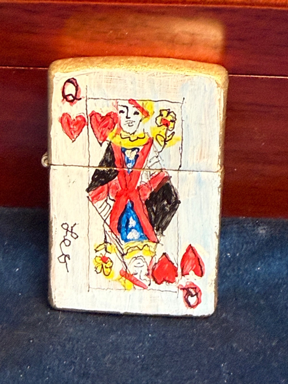 👀 One Of A Kind Folk Art Zippo Lighter Hand Painted Signed By Leo 👀