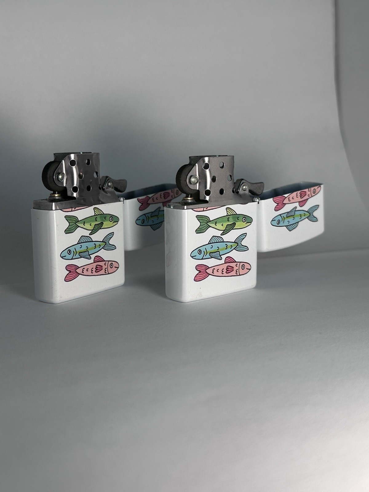 Zippo clone Flip-Top Lighter Colorful Fish Graphic pack of two