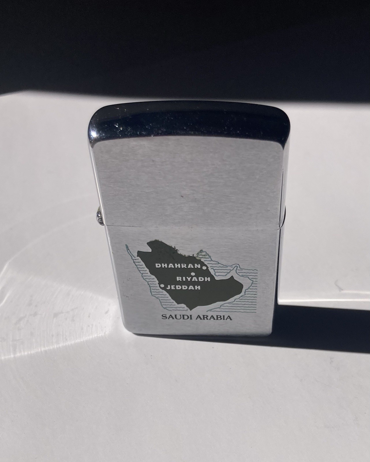 Vintage 1984 Saudi Arabia Military Chrome Zippo Lighter Dhahran Riyadh Mecca