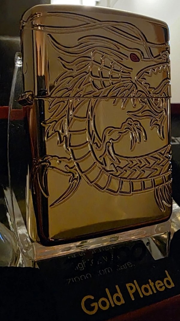 Zippo Lighter 29265 Chinese Dragon ARMOR 360⁰ MultiCut Engraving Gold Plated