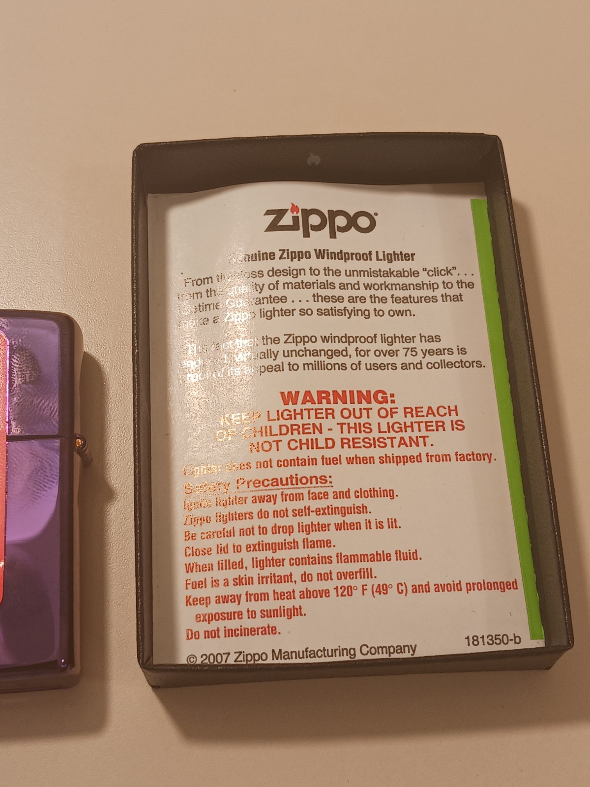 NEW Zippo High Polish Purple Abyss Lighter Classic Windproof Made in USA 24747ZL