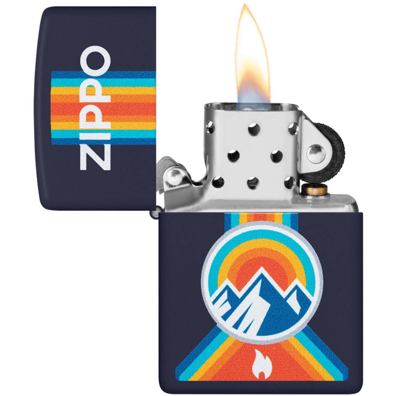 Zippo Windproof Pocket Lighter Mountain Outdoor Logo Matte Navy Metal 48639