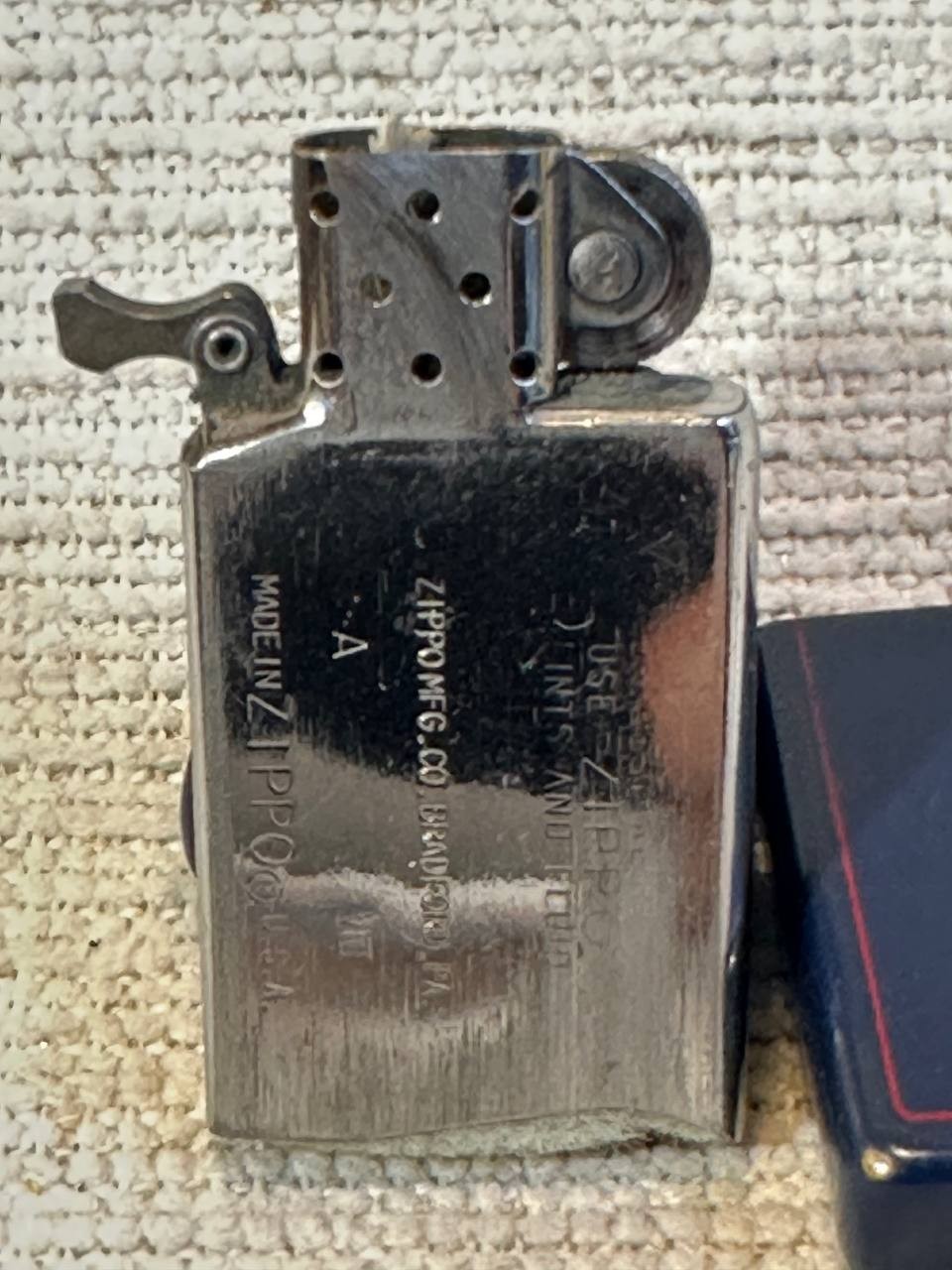Zippo Blue Matte Lighter Red Trim No Spark Parts Repair USA 039/2 462