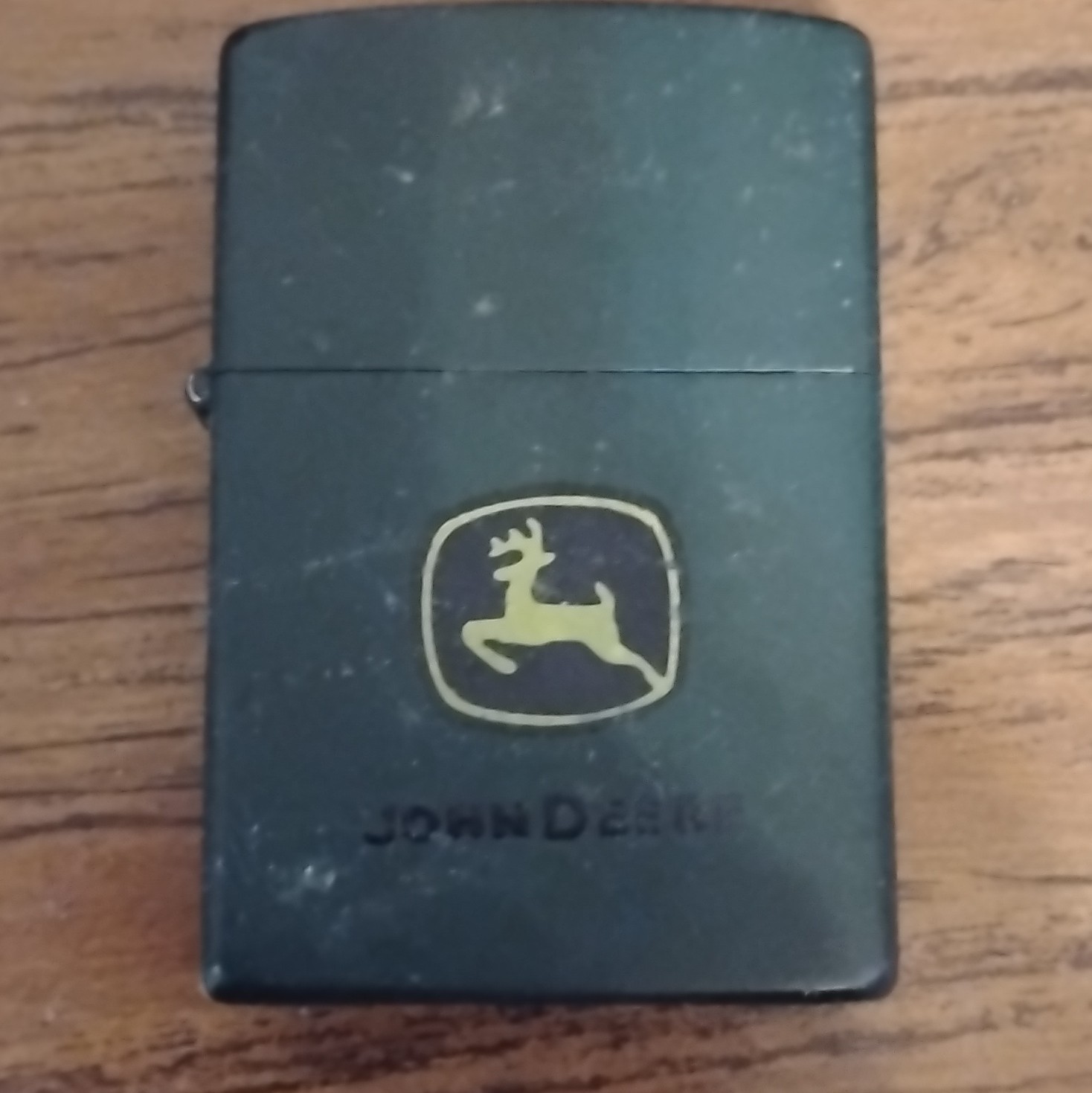 Zippo John Deere Logo Black Matte Lighter Made in U.S.A. 2005 Bottom Stamp