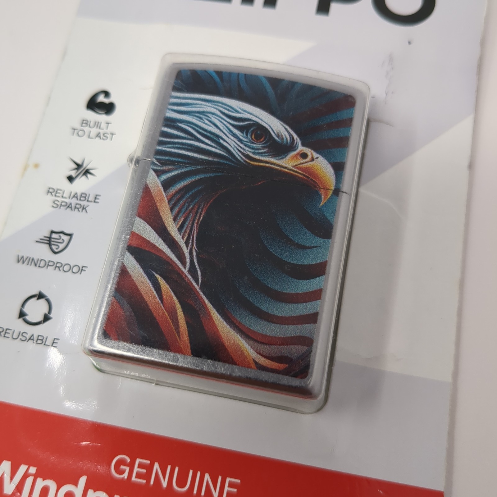 Zippo Eagle Stripes Pocket Lighter New In Box Windproof Lighter Made In USA