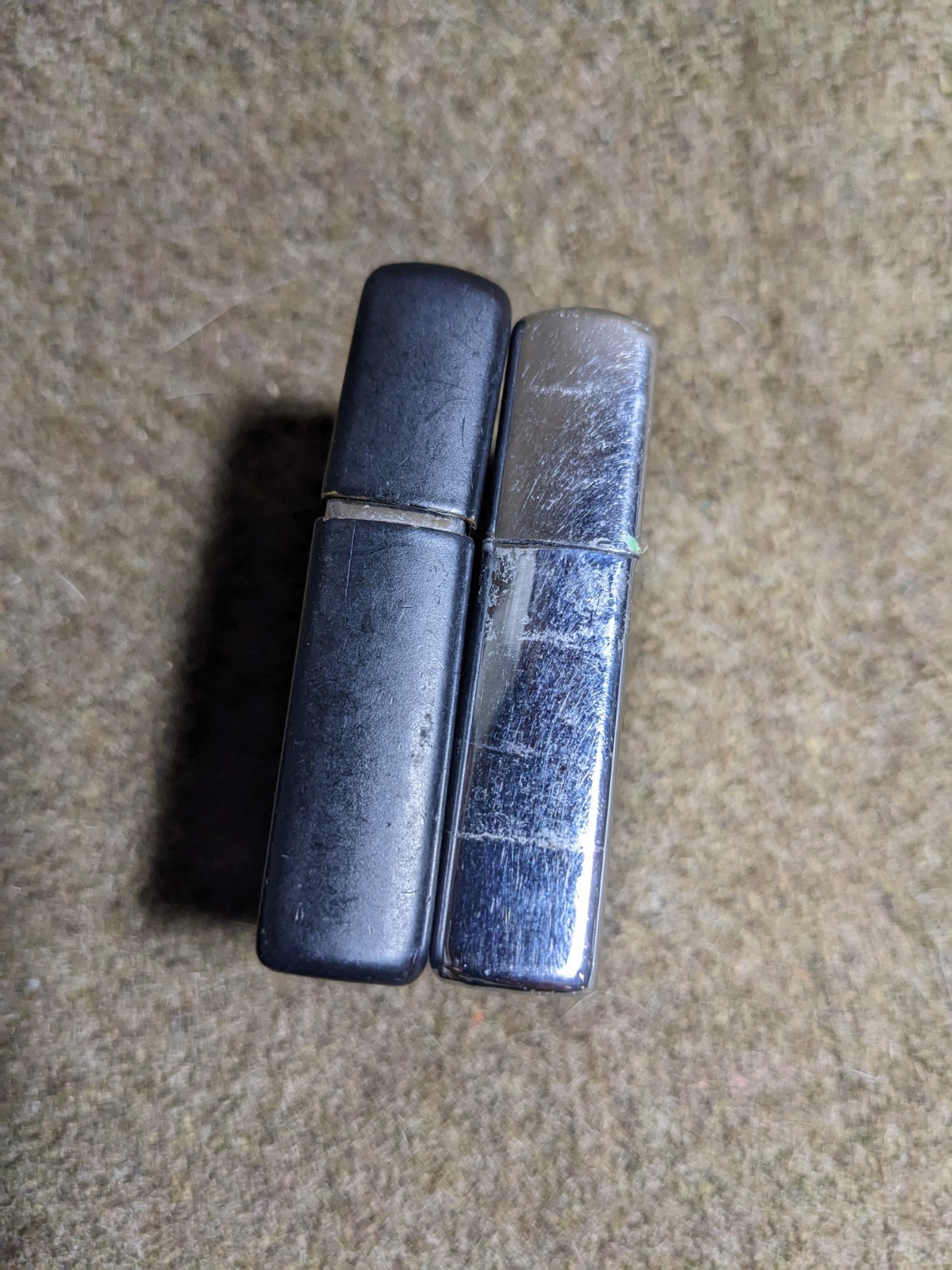 Pair Of Zippo Lighters Black & Playboy Silver Both Need Maintenance