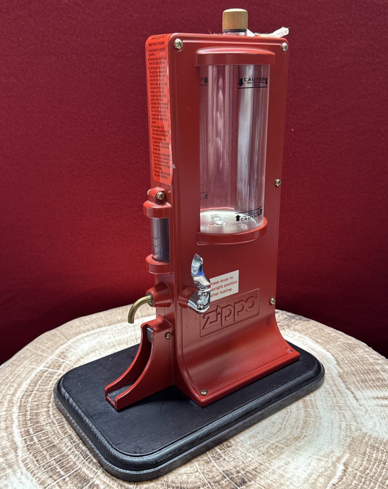 ZIPPO Fuel Station FS No. OS-R Aluminum Die-Cast Body Wooden Base RARE (NOS)