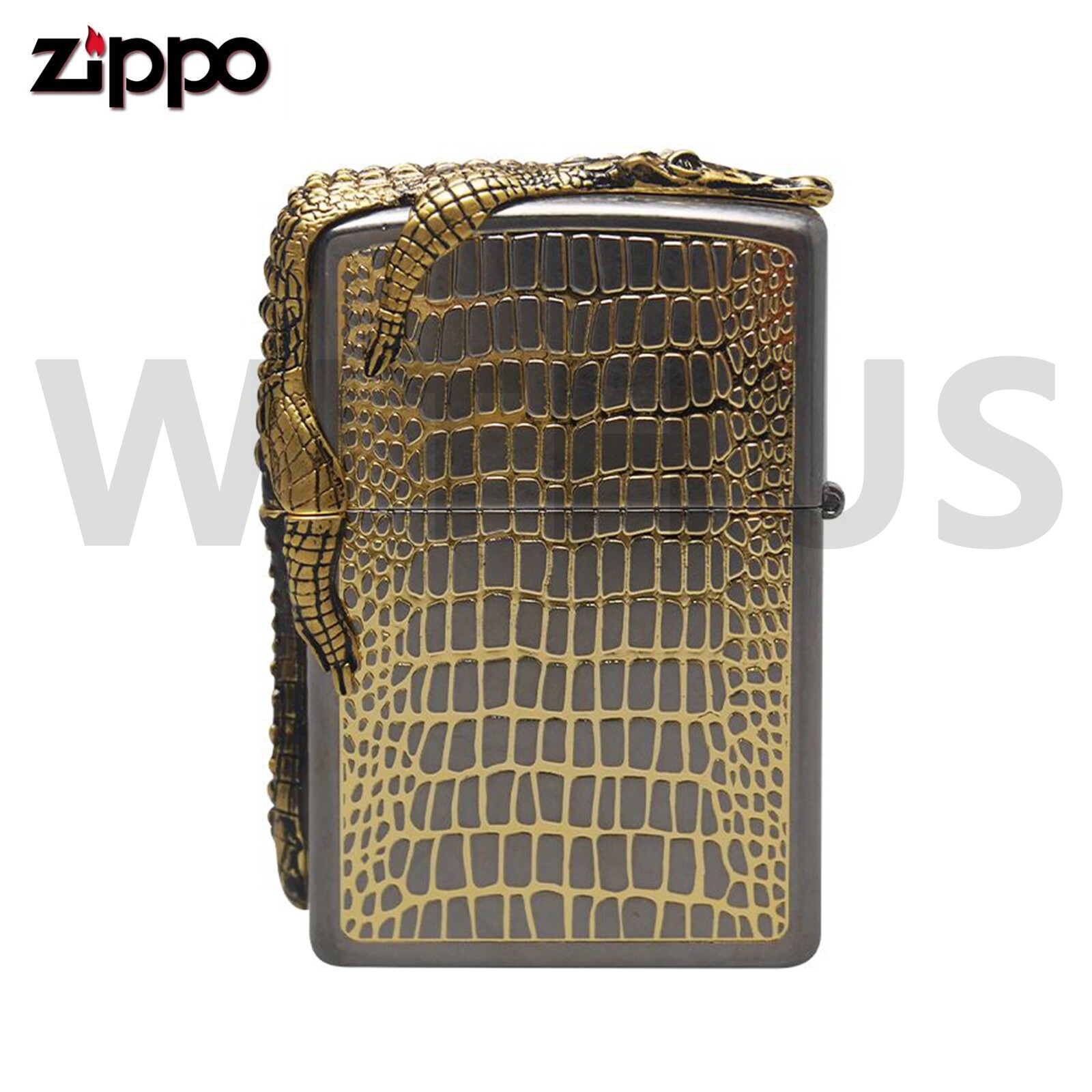Zippo Alligator GD Gold Lighter New In Box – Trakcing