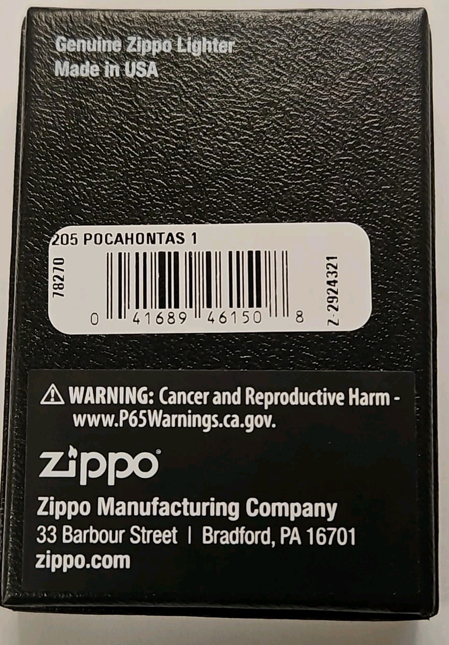 ZIPPO SPECIAL EDITION POCAHONTAS 1 SATAN CHROME FINISH LIGHTER NEW IN ORIG BOX