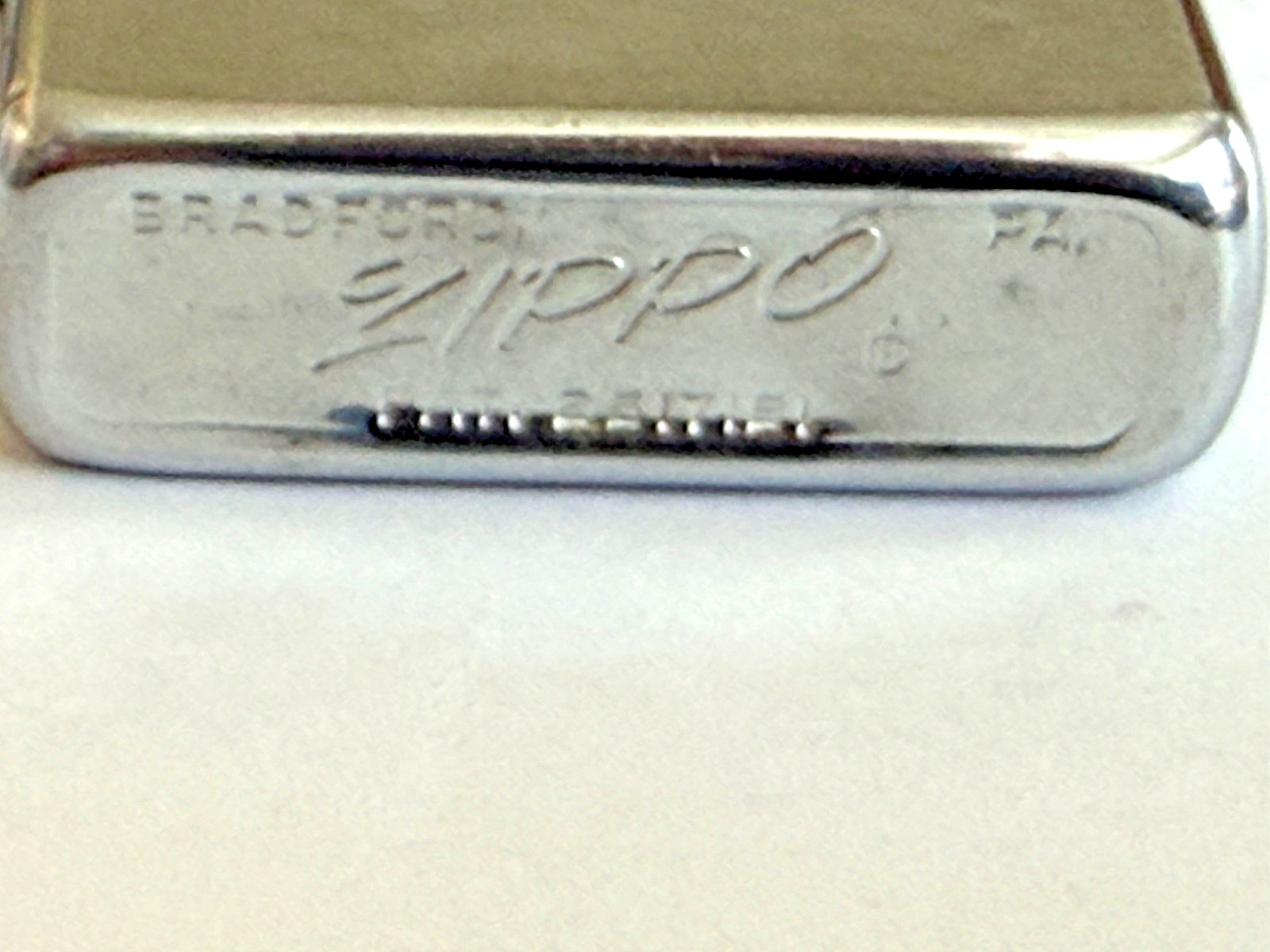 Vintage Zippo Brushed Chrome Lighter w/ Red Stripe Box 1950-1957 MINT NEVER USED