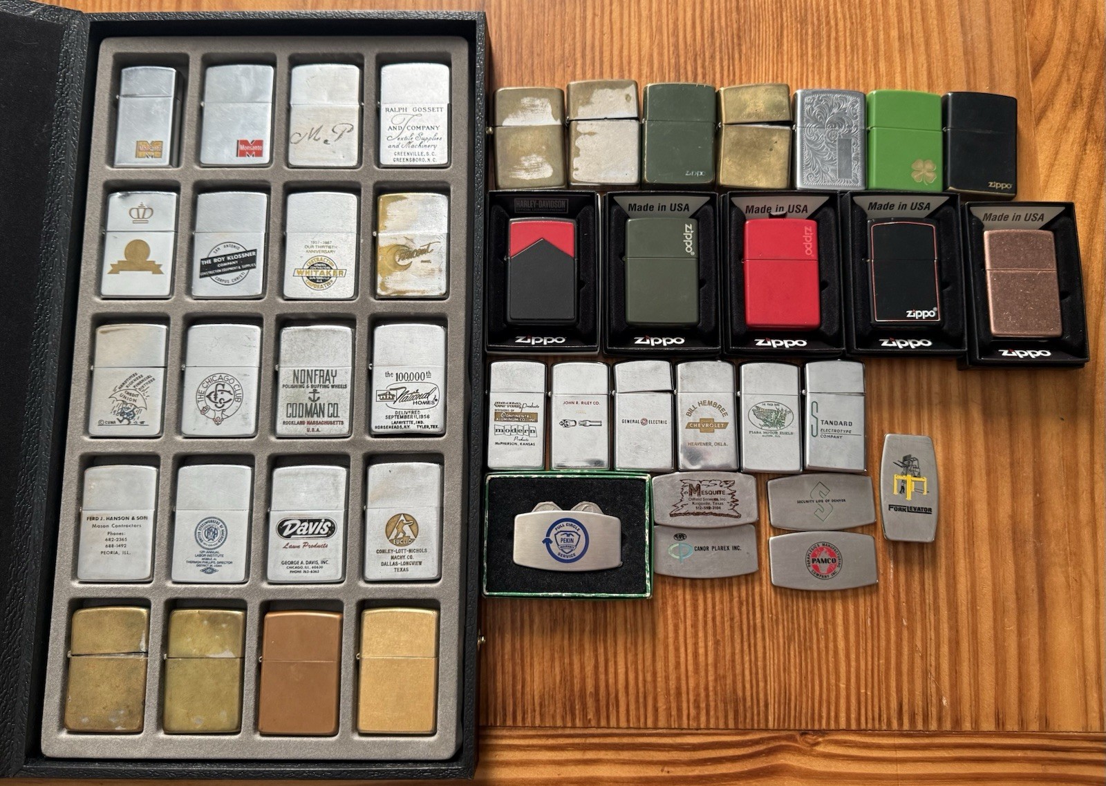 Vintage Zippo Lighter Collection 31 Regular, 7 Slim, With 6 Greenskeepers